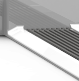 Linear trench drain running along the front edge of a shower pan